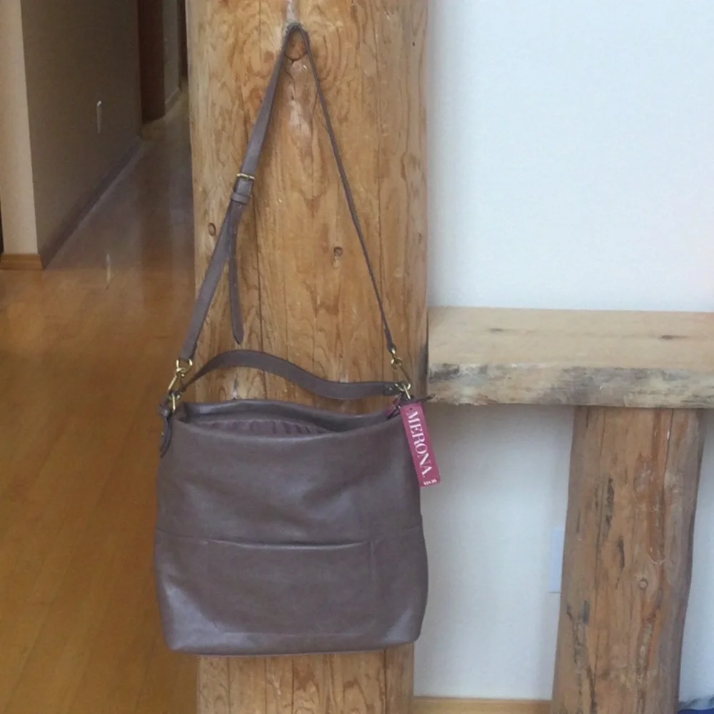 NWT Merona Brown Tan Tote Bag - Picture 1 of 13